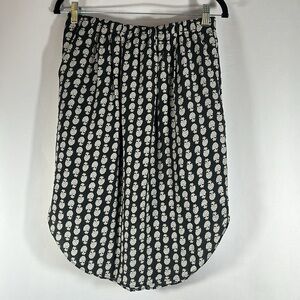 Madewell Silk Island Black & Cream Floral 100% Silk Skirt